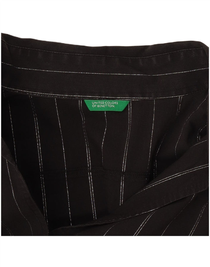 Benetton Womens Shirt UK 16 Large Black Striped
