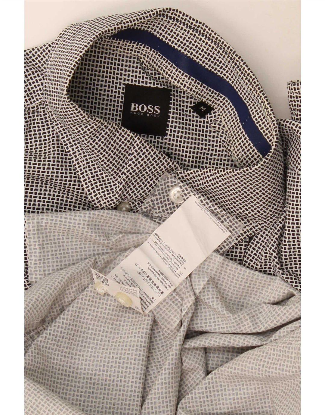 Camicia da uomo Regular Fit Hugo Boss in cotone geometrico nero medio