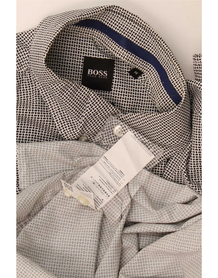 Camicia da uomo Regular Fit Hugo Boss in cotone geometrico nero medio