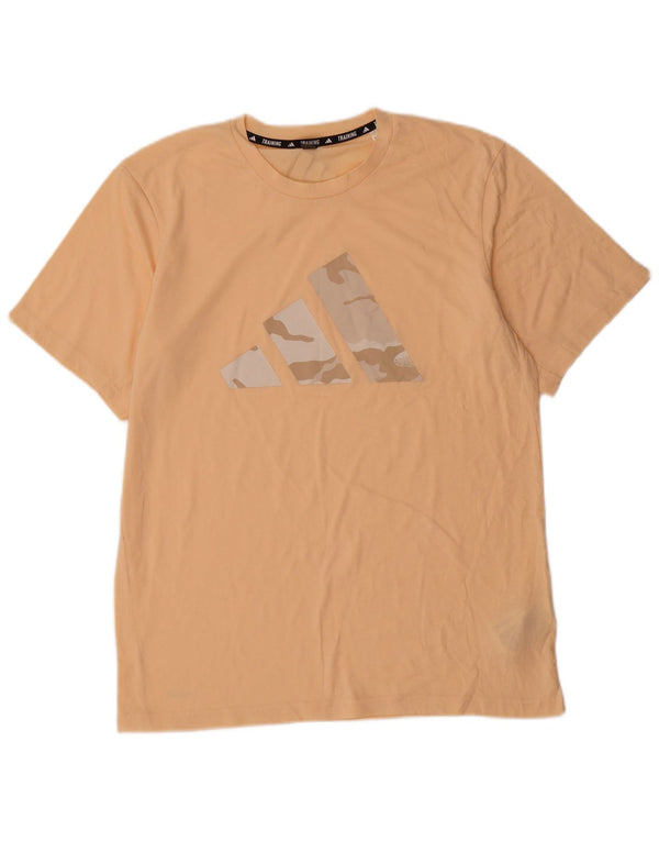 Adidas Mens Training Graphic T-Shirt Top Médio Algodão Bege