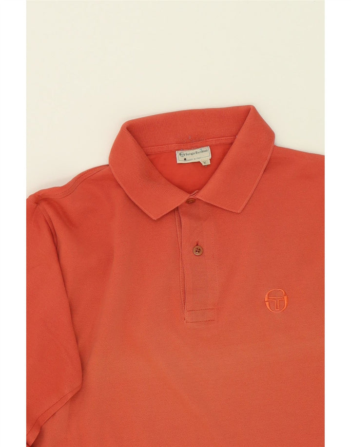 SERGIO TACCHINI Mens Long Sleeve Polo Shirt Medium Orange Cotton Vintage Sergio Tacchini and Second-Hand Sergio Tacchini from Messina Hembry 