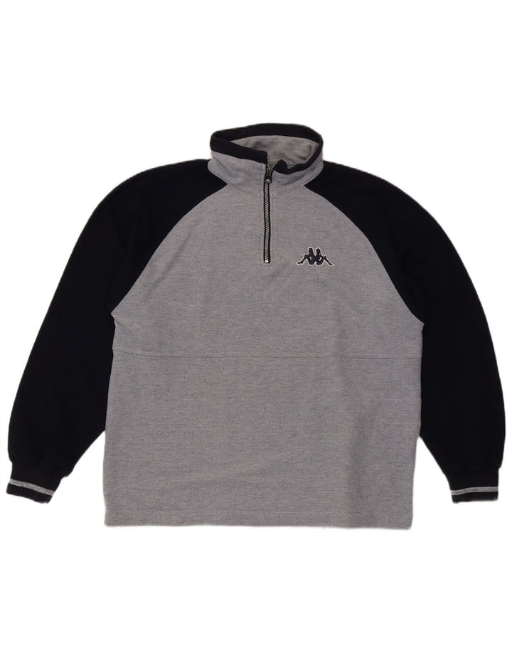 Kappa Mens Graphic Zip Neck Sweatshirt Jumper Medium Grey Colourblock