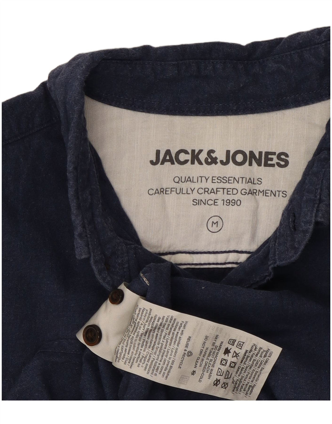 Jack & Jones Mens Shirt Medium Navy Blue Cotton