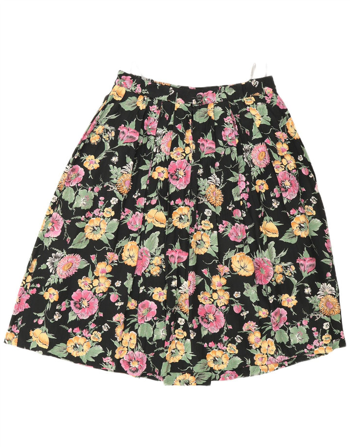 Gonna a pieghe da donna C&A W30 viscosa floreale nera media