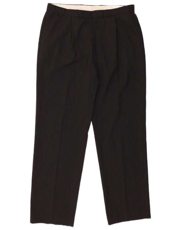 Marks & Spencer Herre Pegged Suit Bukser W36 L33 Sort nålestribet polyester