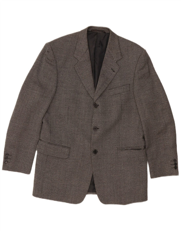 REDGREEN Mens 3 Button Blazer Jacket EU 50 Large Grey Spotted Wool