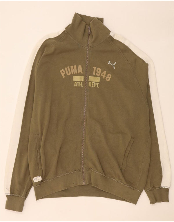 Puma Chaqueta de chándal gráfica para hombre, talla 2XL, color caqui, algodón