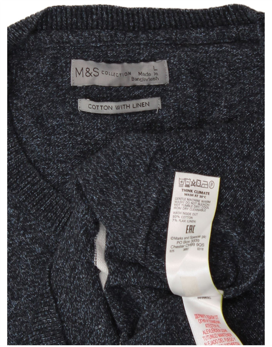 Marks & Spencer Maglione girocollo da uomo a righe grandi blu navy