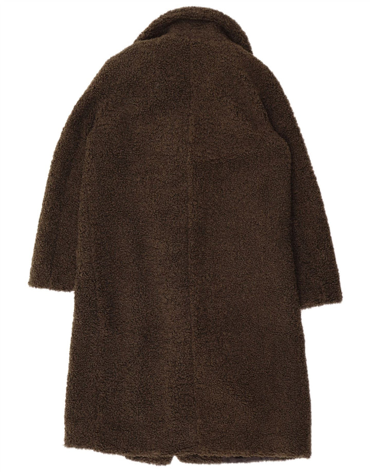 Zara Womens Teddy Bear Overcoat UK 16 Large Khaki