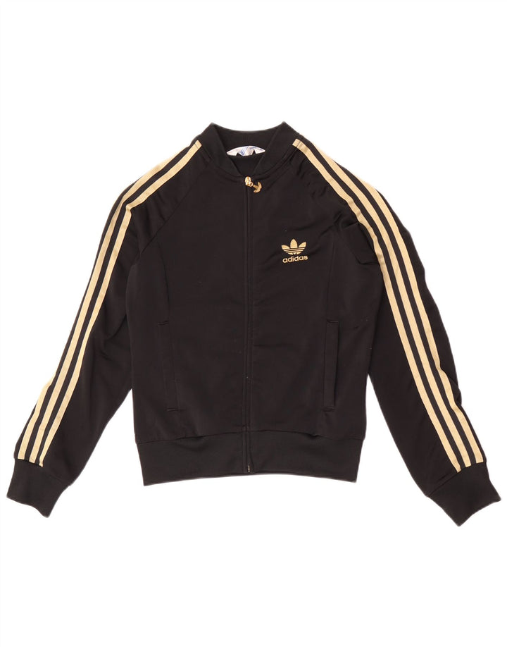 Jachetă de top pentru trening grafic Adidas pentru femei EU 34 XS poliester negru
