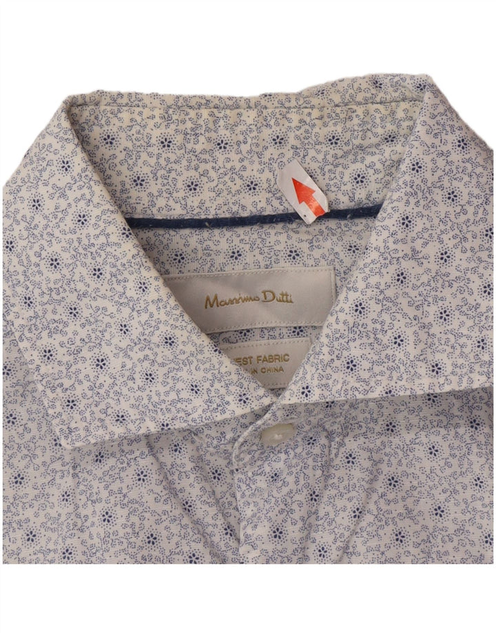 Massimo Dutti herreskjorte lille hvid blomstret bomuld