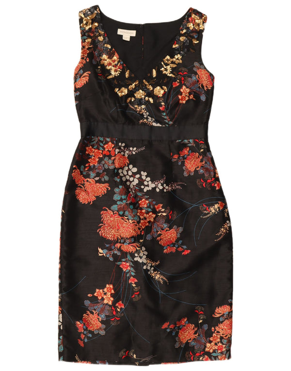Monsoon Damen ärmelloses Etuikleid, Größe S, Schwarz, Blumenmuster, Polyester