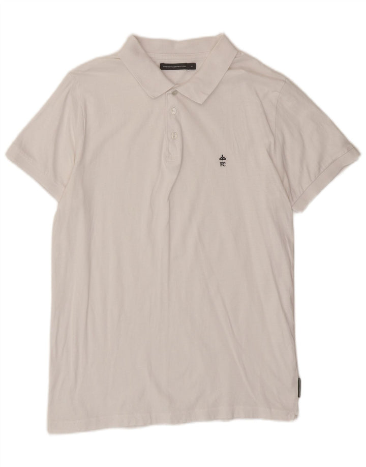 French Connection Mens Polo Shirt XL White Cotton