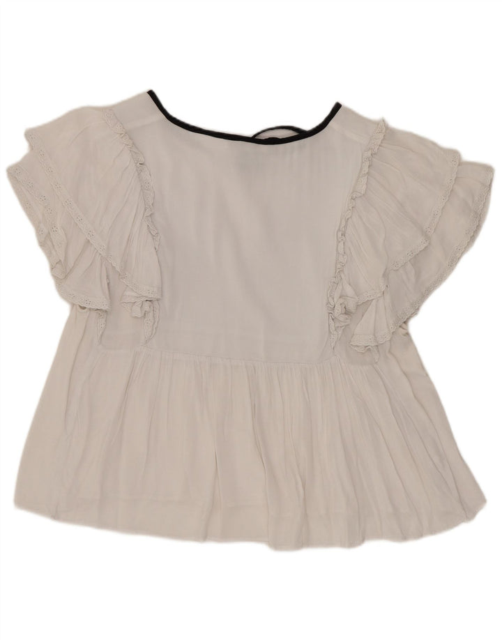 Zara Damen Bluse Top UK 16 Large Weiß