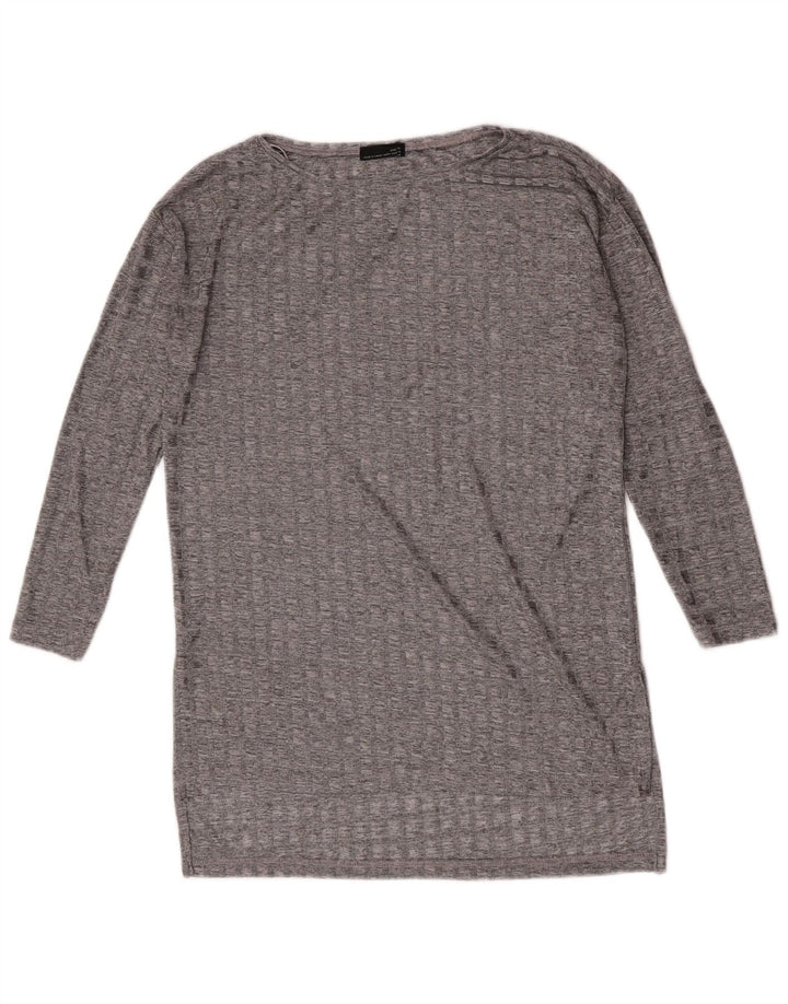 Zara Womens Top Long Sleeve UK 12 Medium Grey