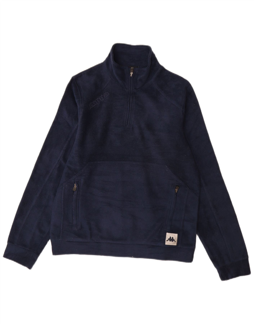 Kappa Herren-Fleecepullover mit grafischem Reißverschluss und Halsausschnitt, mittelmarineblaues Polyester