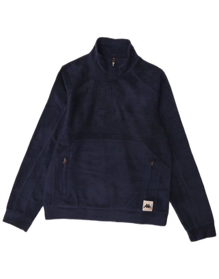 Kappa Herren-Fleecepullover mit grafischem Reißverschluss und Halsausschnitt, mittelmarineblaues Polyester