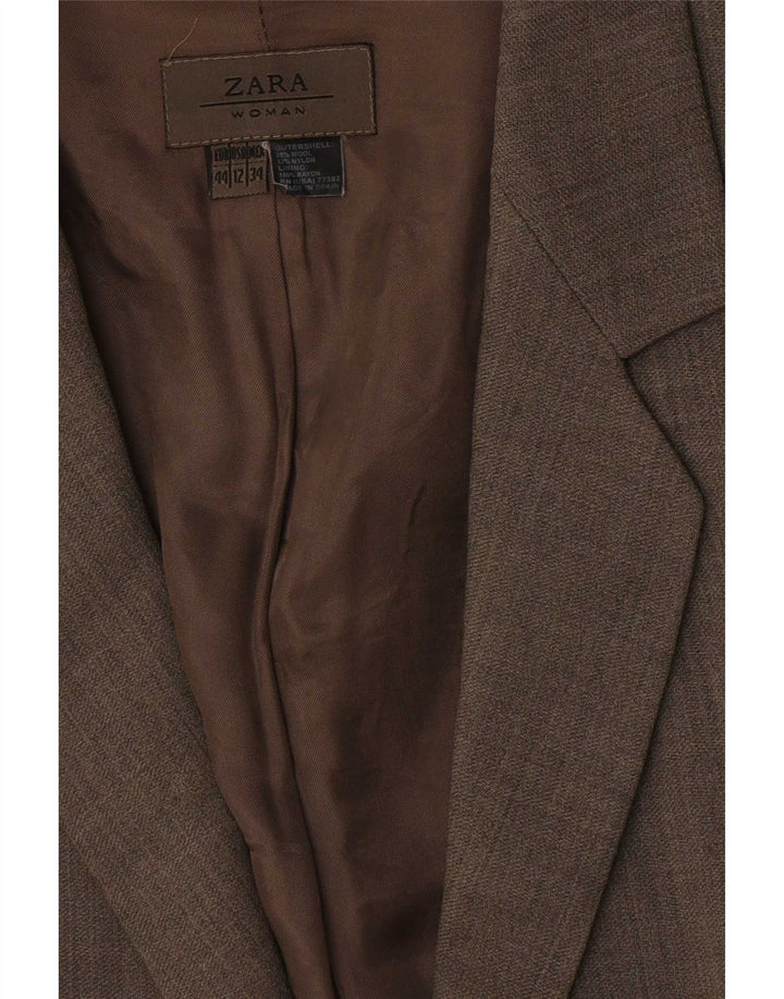 Zara Damen 1-Knopf-Blazerjacke EU 44 XL Braune Wolle