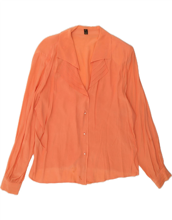 VINTAGE Womens Shirt Blouse IT 46 Large Orange Acetate Vintage Vintage and Second-Hand Vintage from Messina Hembry 