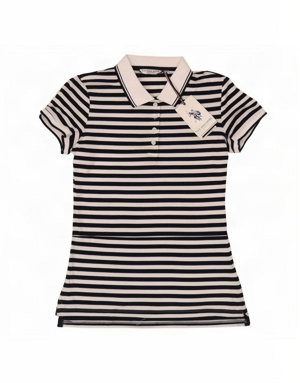 U.S. Polo Assn. Chemise Femme UK 6 XS Bleu Marine Rayé Coton