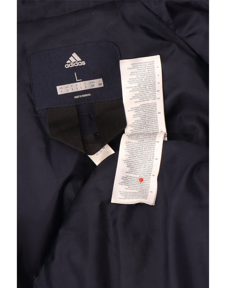 Adidas Mens Hooded Windbreaker Jacket UK 40 Large Navy Blue Polyester