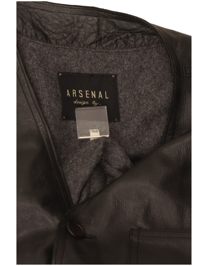 Arsenal Mens Leather Gilet UK 38 Medium Black
