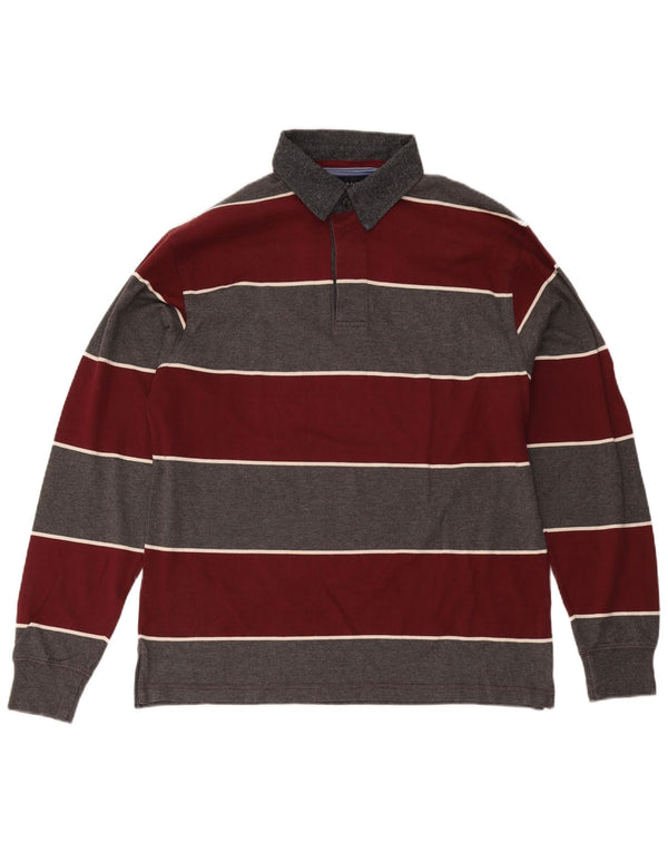 Gant Langærmet Rugby Polo Shirt XL Bourgogne stribet bomuld