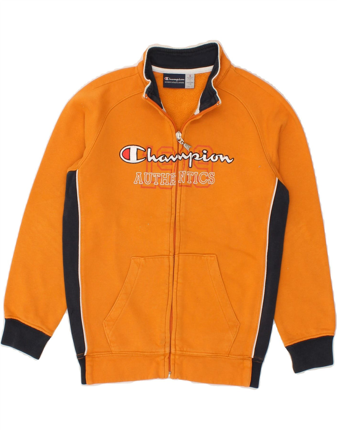 CHAMPION Boys Tracksuit Top Jacket 7-8 Years Small Orange Colourblock Vintage Champion and Second-Hand Champion from Messina Hembry 