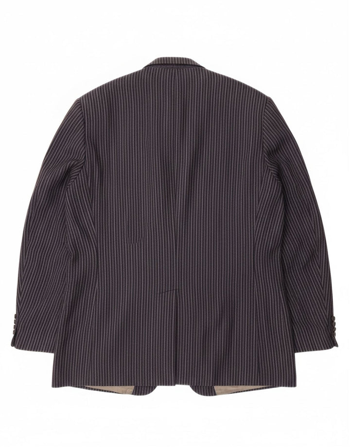DOUGLAS Mens 2 Button Blazer Jacket UK 44 2XL Navy Blue Striped Linen