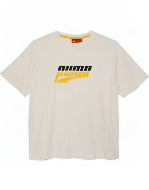 Puma Herren Grafik T-Shirt Top XL Weiß Baumwolle
