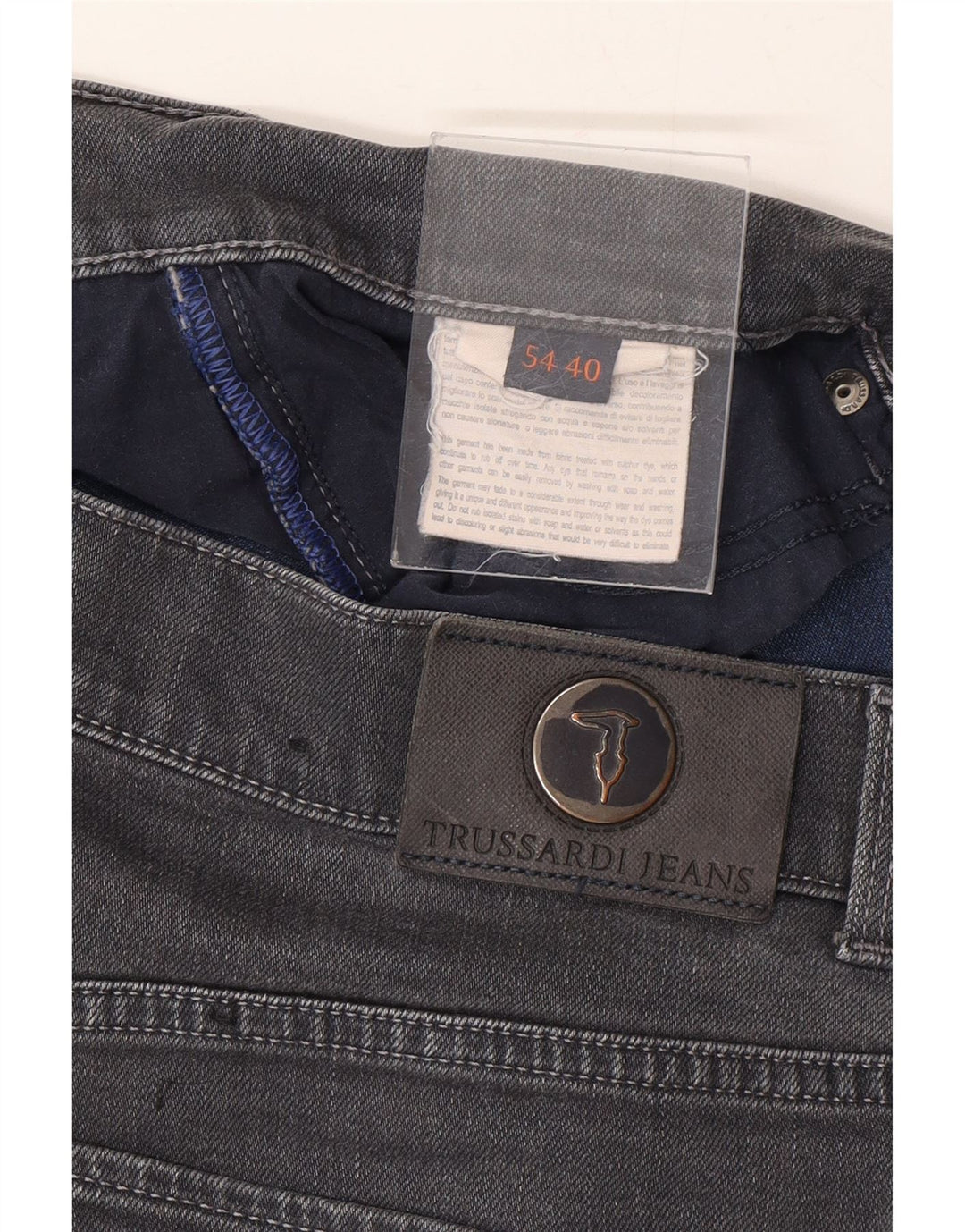 TRUSSARDI Mens Straight Jeans W40 L26 Grey Vintage Trussardi and Second-Hand Trussardi from Messina Hembry 