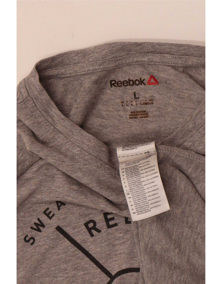 Reebok Mens Graphic T-Shirt Top Large Grey Cotton