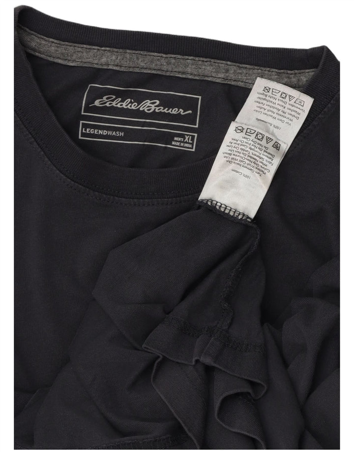 EDDIE BAUER Herre Top Langærmet XL Marineblå Bomuld