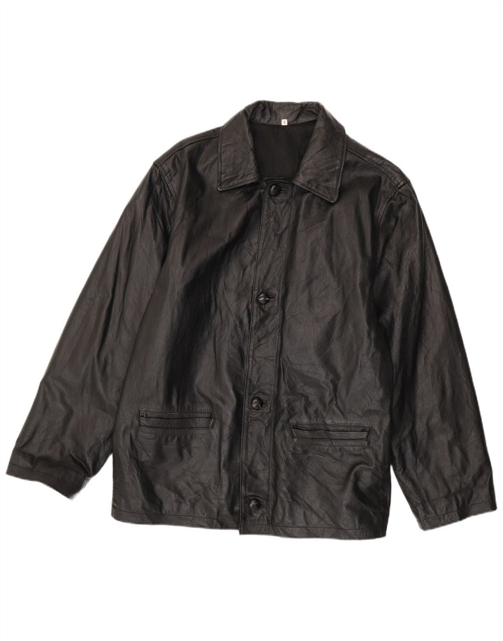 Vintage Mens Leather Jacket UK 40 Large Black Leather