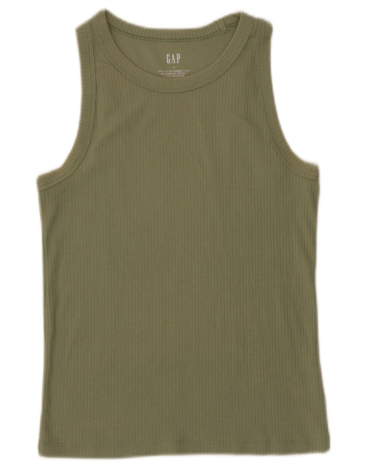 Gap Damen Weste Top UK 8 Small Khaki Baumwolle