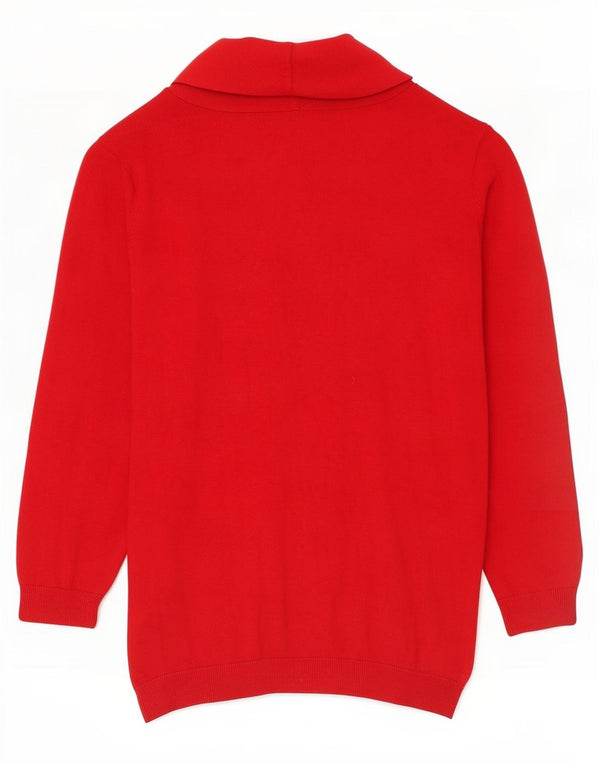 Chaps Suéter con cuello chal para mujer UK 12 Medium Red Silk