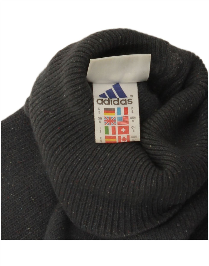 Adidas Mens Roll Neck Jumper Sweater Small Grey Colourblock Wool