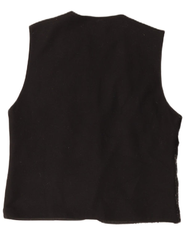 Vintage Damen Weste UK 14 Medium Schwarz Patchwork