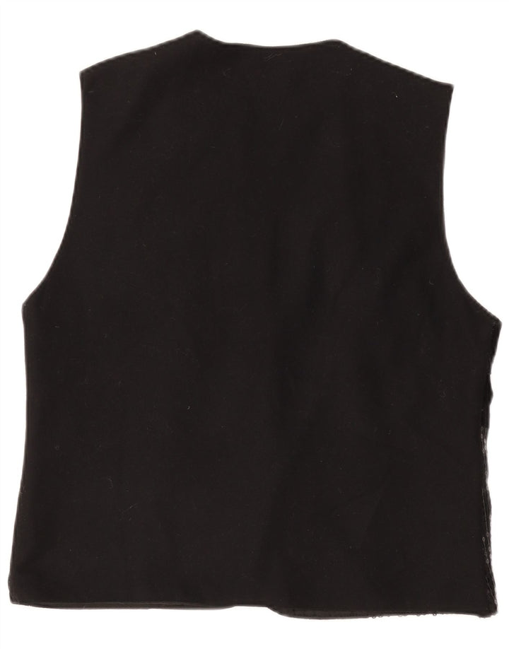 Vintage Womens Waistcoat UK 14 Medium Black Patchwork
