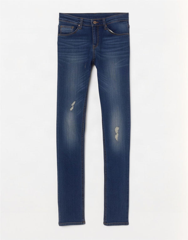 Levi's Ragazze 711 Jeans Skinny Distressed 15-16 Anni W26 L32 Cotone Blu