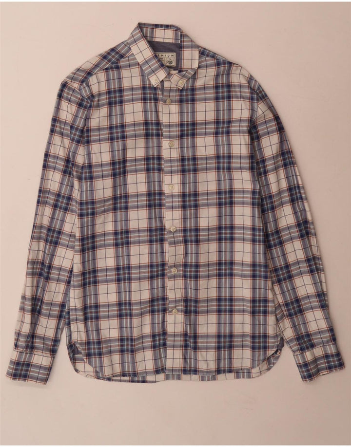 Jack & Jones Mens Tailored Shirt Small Blue Check Cotton