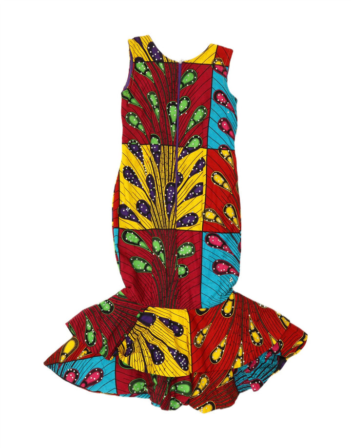 VINTAGE Womens Sleeveless Mermaid Dress UK 8 Small Multicoloured Patchwork