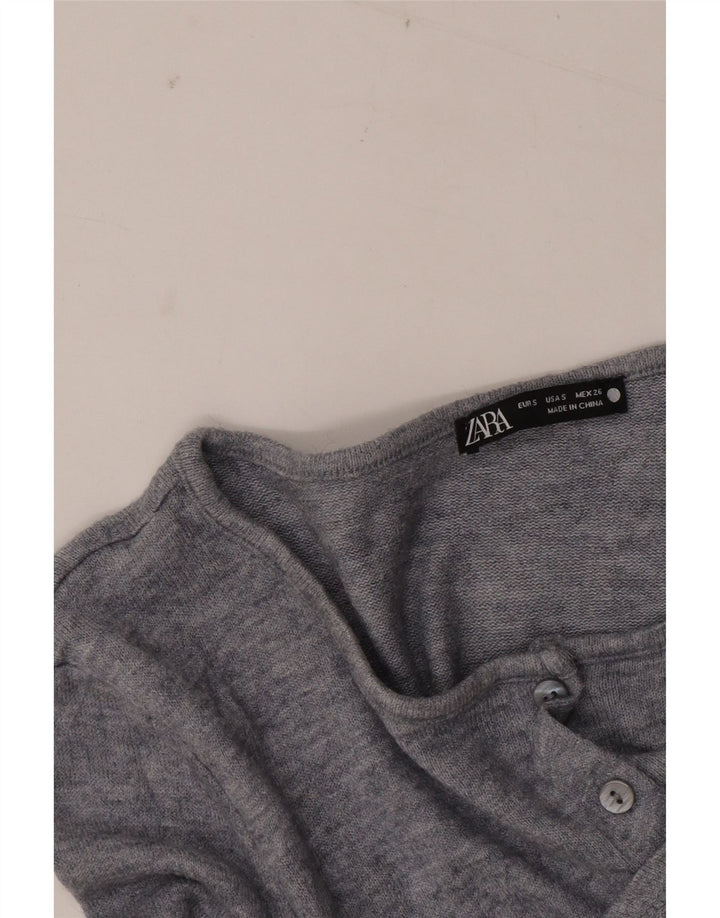 Zara Womens Crop Cardigan Top UK 10 Small Grey