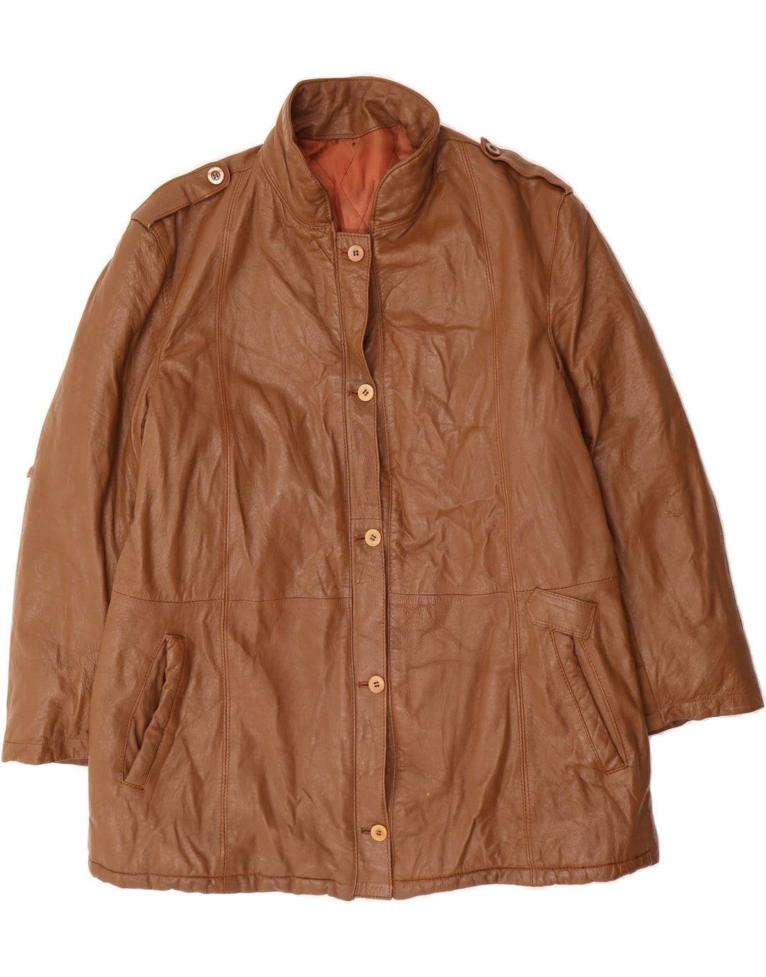 VINTAGE Womens Leather Coat UK 18 XL Brown Vintage Vintage and Second-Hand Vintage from Messina Hembry 