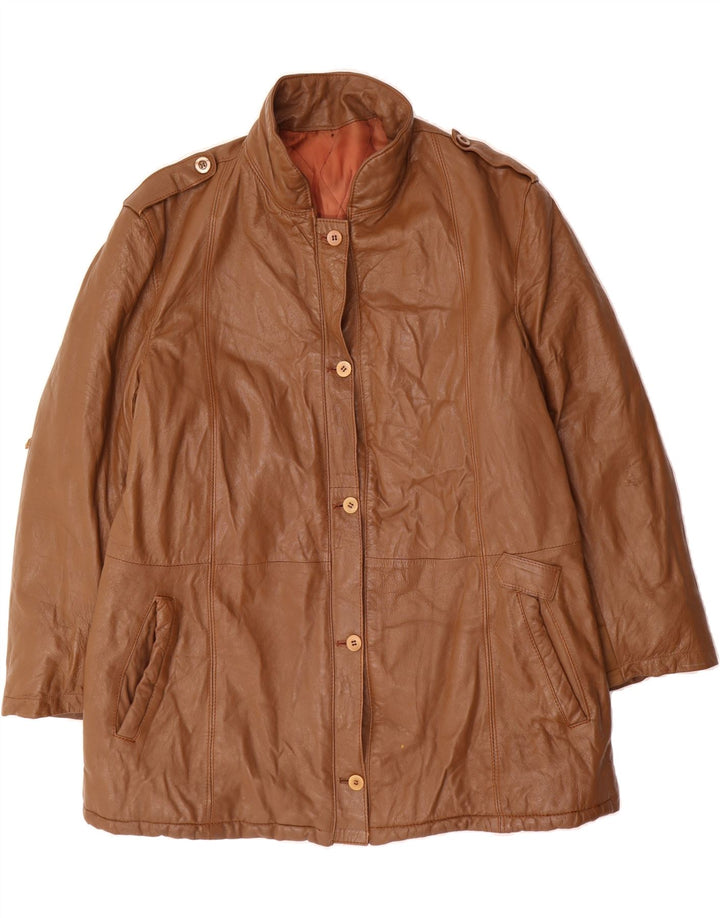 VINTAGE Womens Leather Coat UK 18 XL Brown Vintage Vintage and Second-Hand Vintage from Messina Hembry 