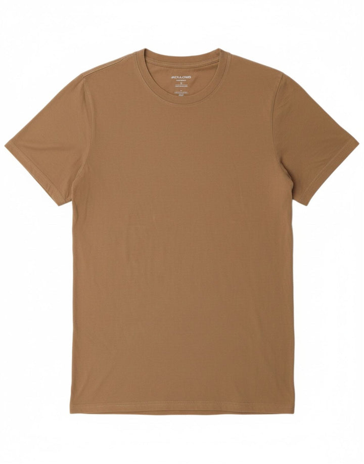 JACK & JONES Mens T-Shirt Top Medium Beige Cotton
