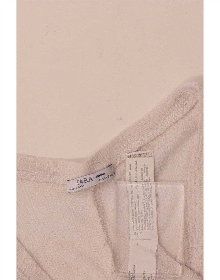 Zara Γυναικεία Crop Oversized Μπλούζα Τοπ UK 10 Small Pink Polyester