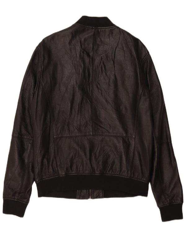 Zara Veste en cuir pour homme UK 40 Large Noir