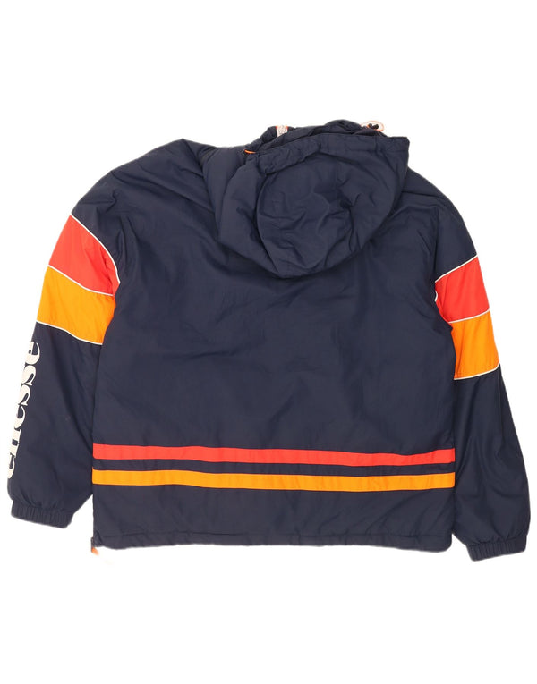 Ellesse Veste anorak graphique à capuche pour homme UK 42 XL Bleu marine Colourblock