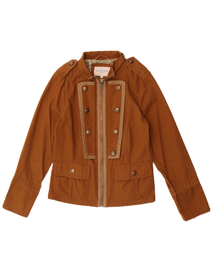 Marks & Spencer Womens Military Jacket UK 12 Medium Brown Cotton